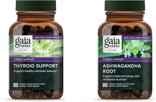 Organic Ashwagandha Root Capsules for Thyroid Support and Metabolic Balance - 120 Vegan Liquid Phyto-Capsules