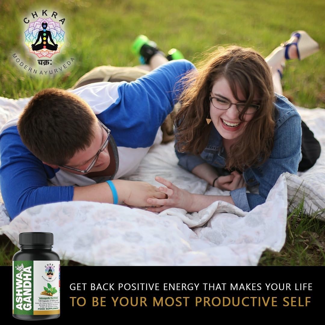 Organic Ashwagandha Root Extract Capsules - 10,000mg Equivalent - 120 Vegan Capsules - Stress Relief and Mood Enhancer - 4 Month Supply