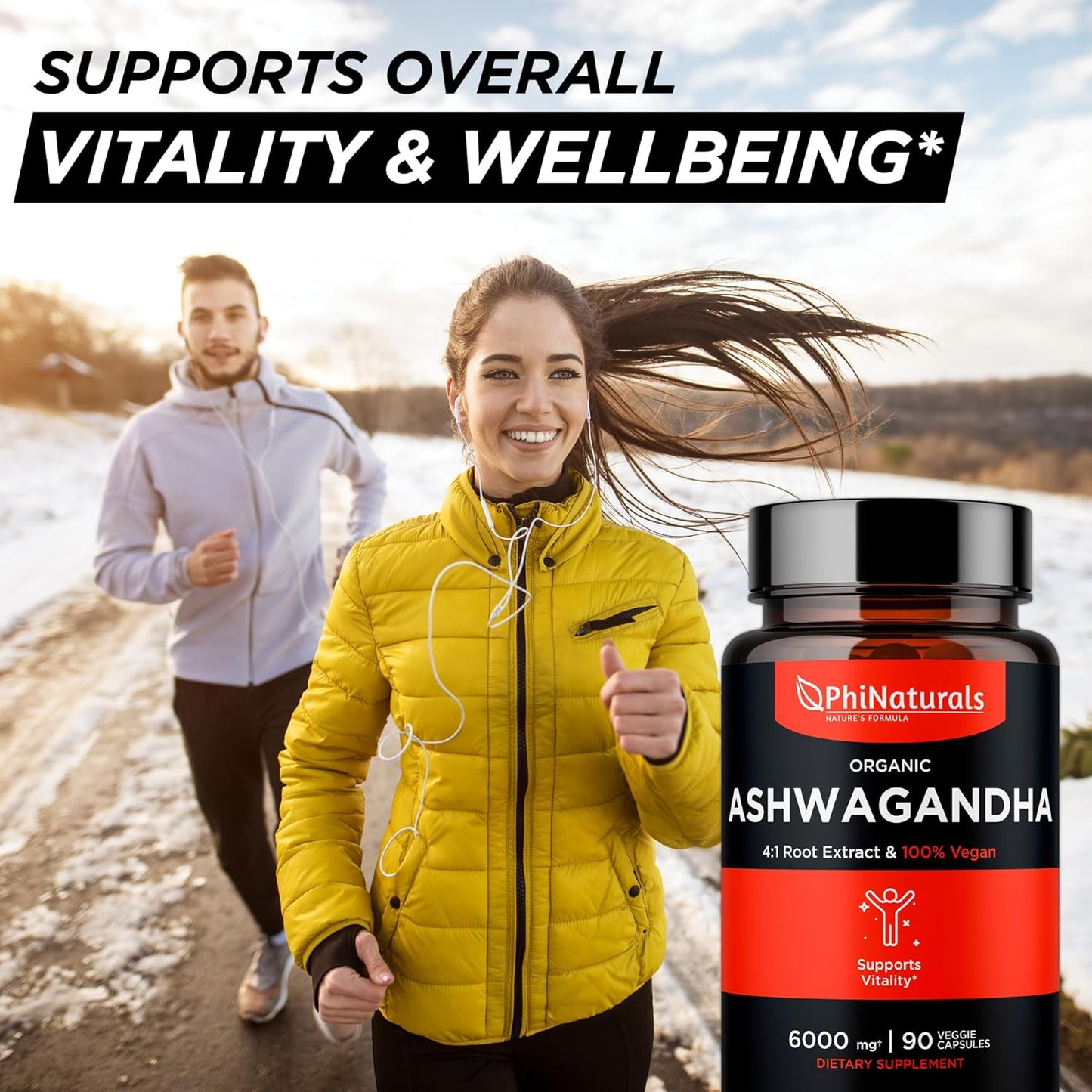 Organic Ashwagandha Root Extract Capsules - 6000mg Equivalent - Men and Women Supplement - 1500mg per Serving - 30 Servings - 90 Vegan Capsules