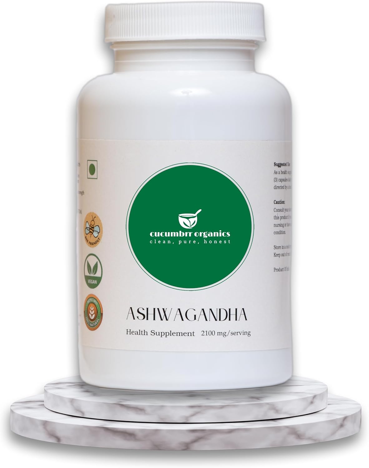 Organic Ashwagandha Root Extract Capsules - 90 Count from Cucumbrr Organics
