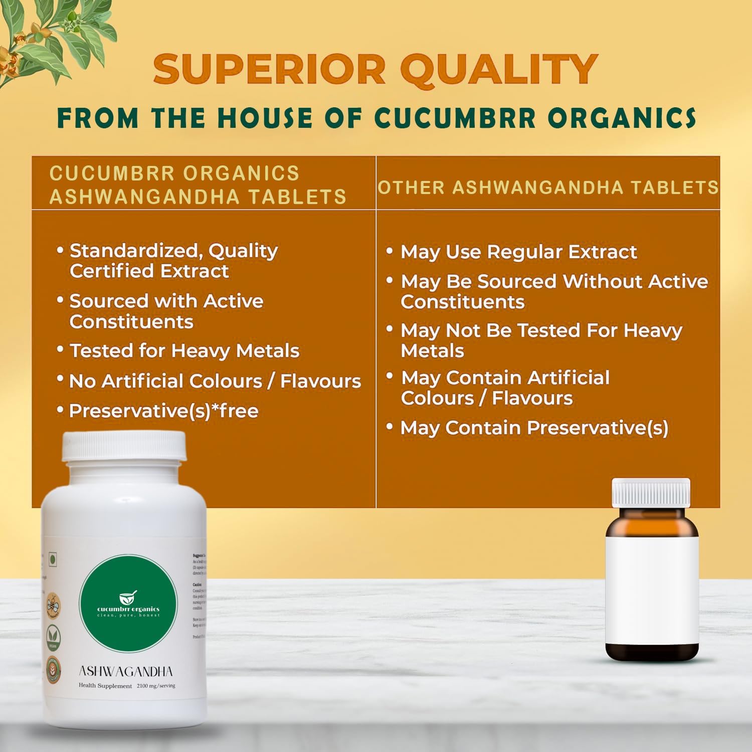 Organic Ashwagandha Root Extract Capsules - 90 Count from Cucumbrr Organics