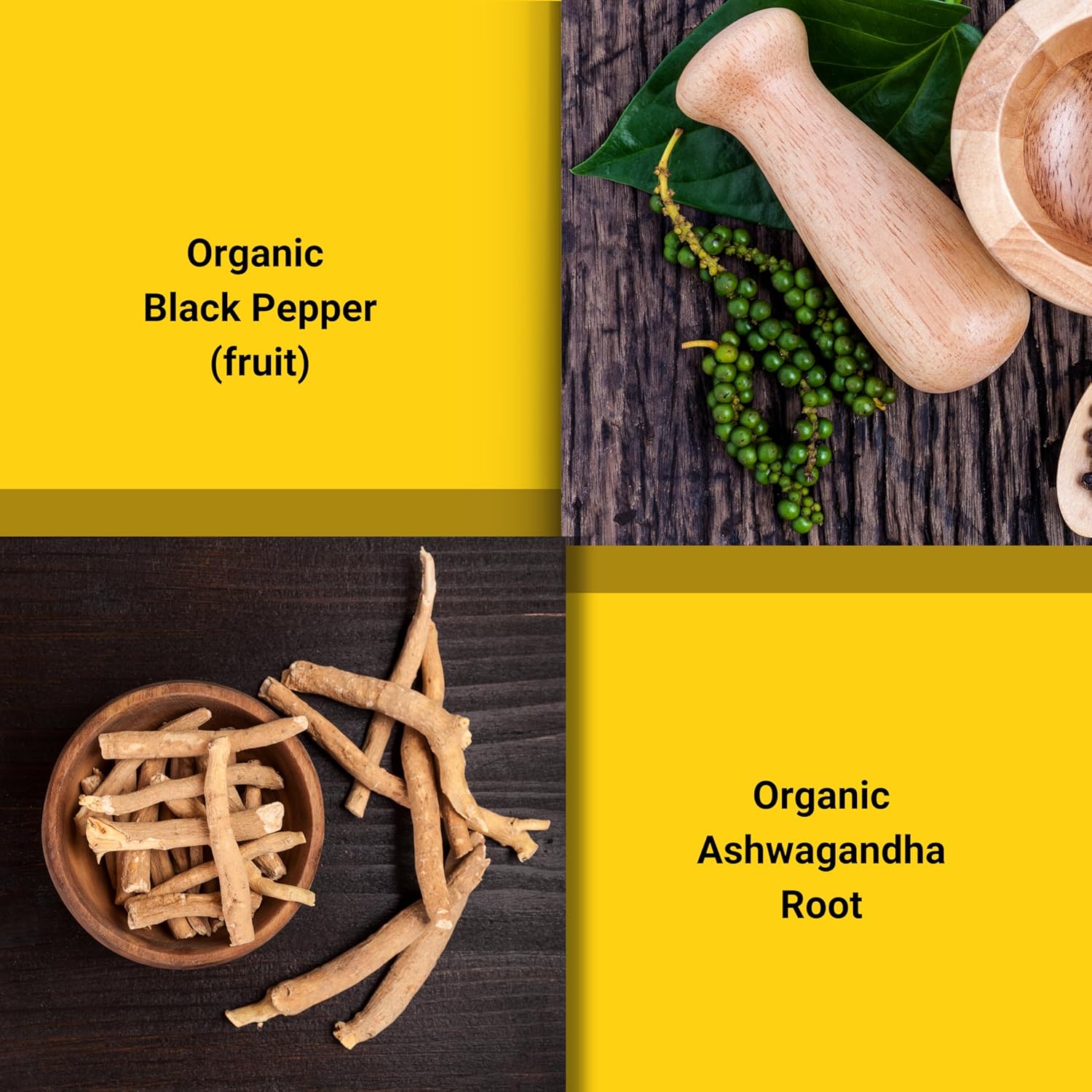 Organic Ashwagandha Root Powder with Black Pepper for Stress Support - 675mg, Vegan, Non-GMO, 60-Day Supply