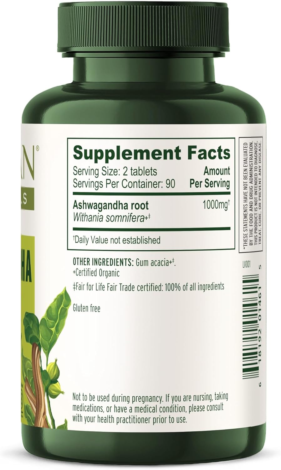 Organic Ashwagandha Root Tablets for Natural Energy and Stress Support - 180 Tablets Vegan Non-GMO Adaptogen - Banyan Botanicals