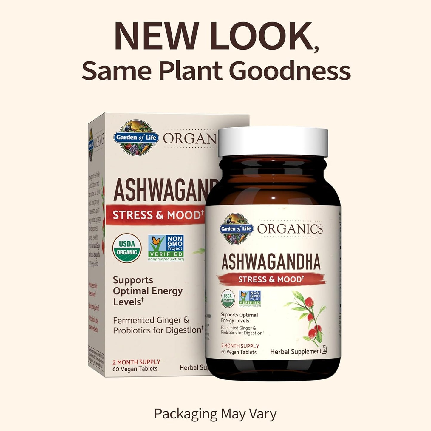 Organic Ashwagandha Stress & Energy Support Bundle for Women - 60 Tablets & 30 Capsules