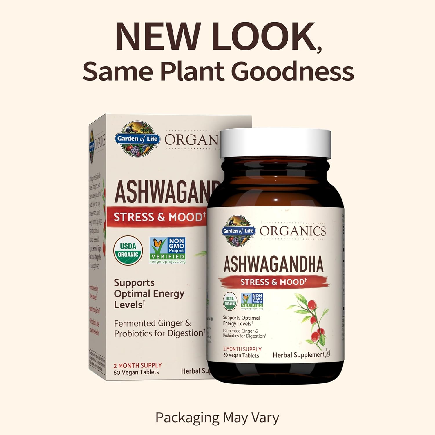 Organic Ashwagandha Stress & Energy Support Bundle for Women - 60 Tablets & 30 Capsules