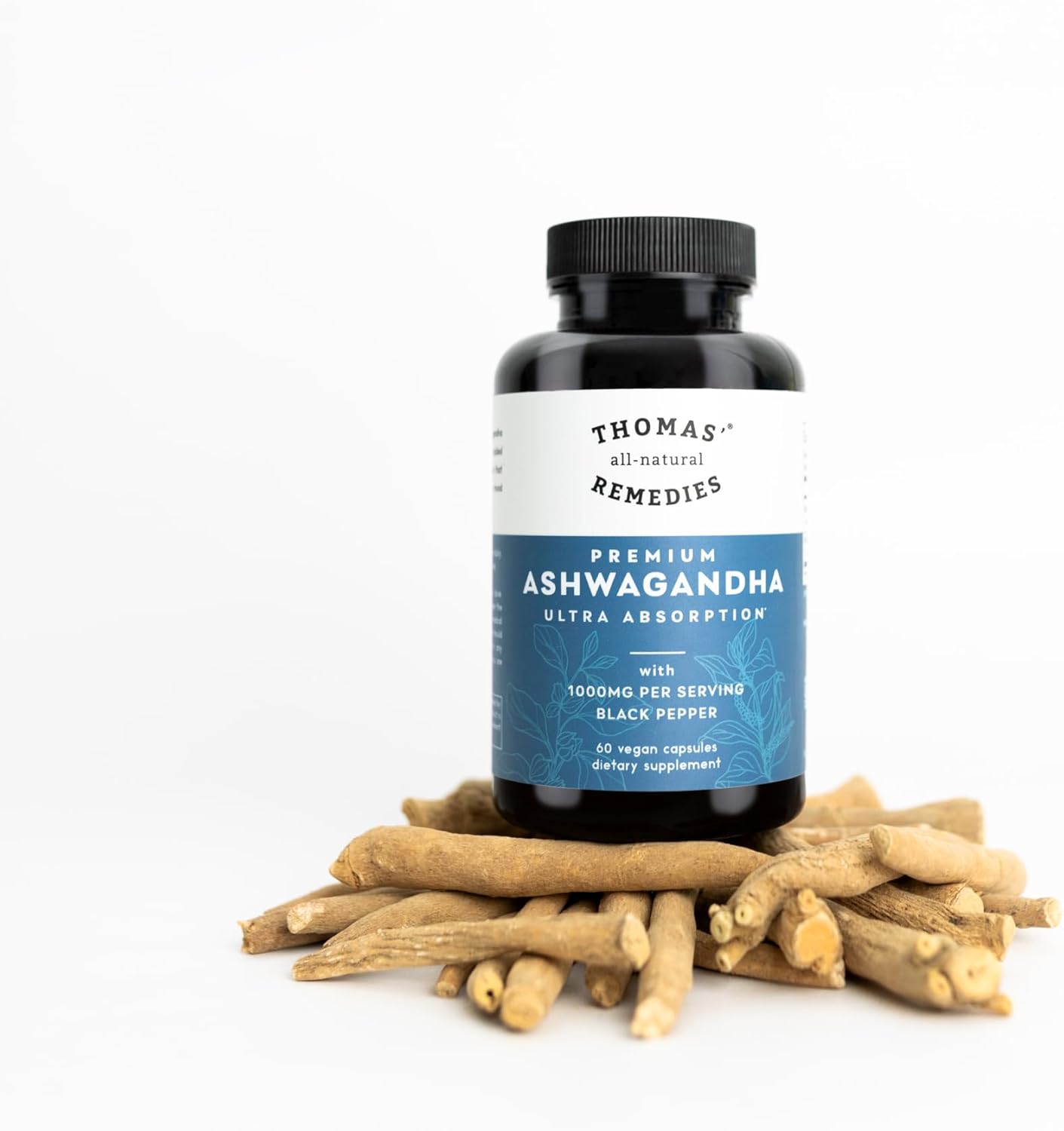 Organic Ashwagandha Stress Support Supplement with Pure 1000mg, Enhanced Absorption, Vegan Formula