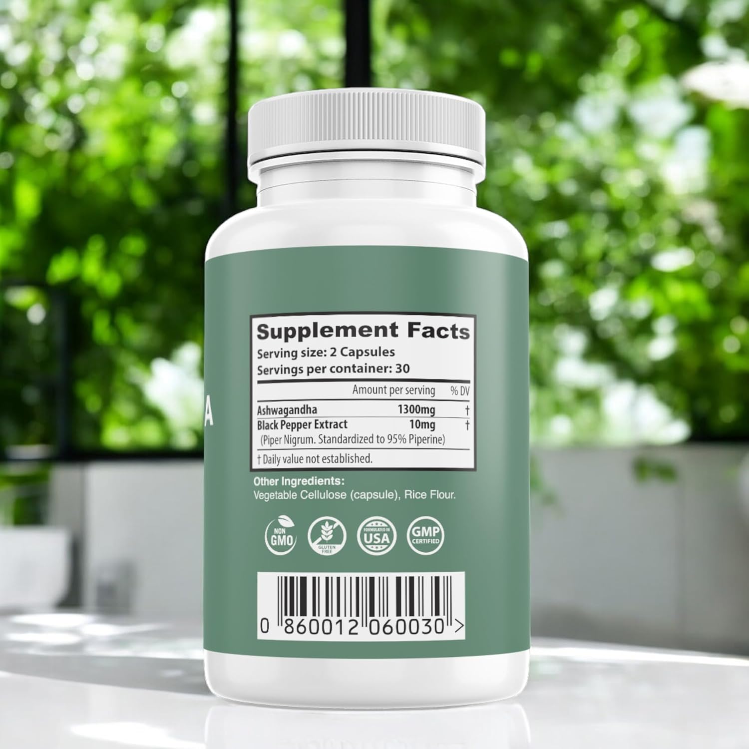 Organic Ashwagandha Supplements with Black Pepper Extract - Energy Support - 1300mg Pure Ashwagandha - Non-GMO, Gluten-Free, Vegan - 60 Capsules by Nature’s Smell