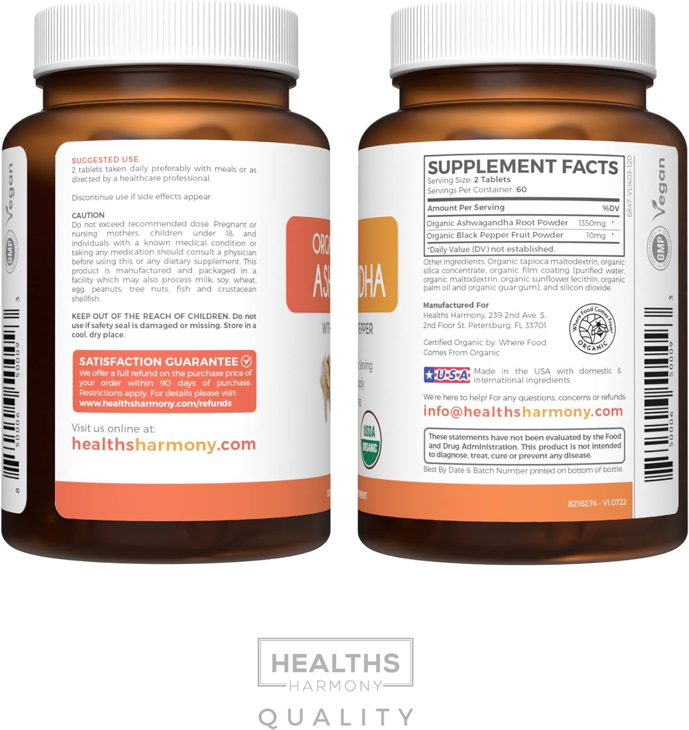 Organic Ashwagandha & Thyroid Balance Pack - Adrenal & Cortisol Support for Energy (2-Month Supply)