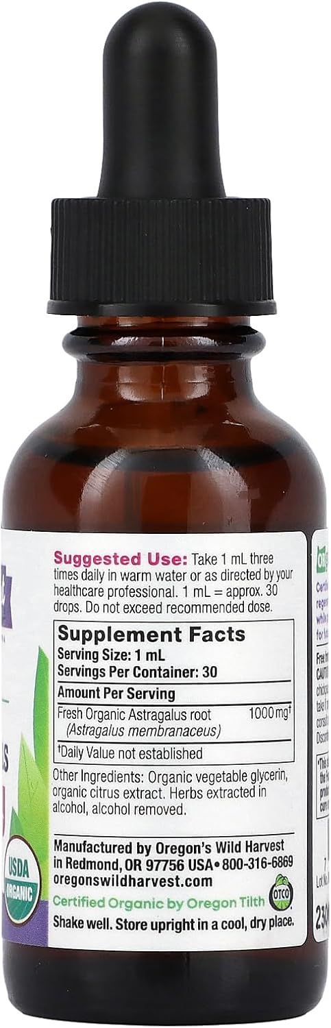 Organic Astragalus Extract 1,000mg - Oregon's Wild Harvest - 1 fl oz (30ml)