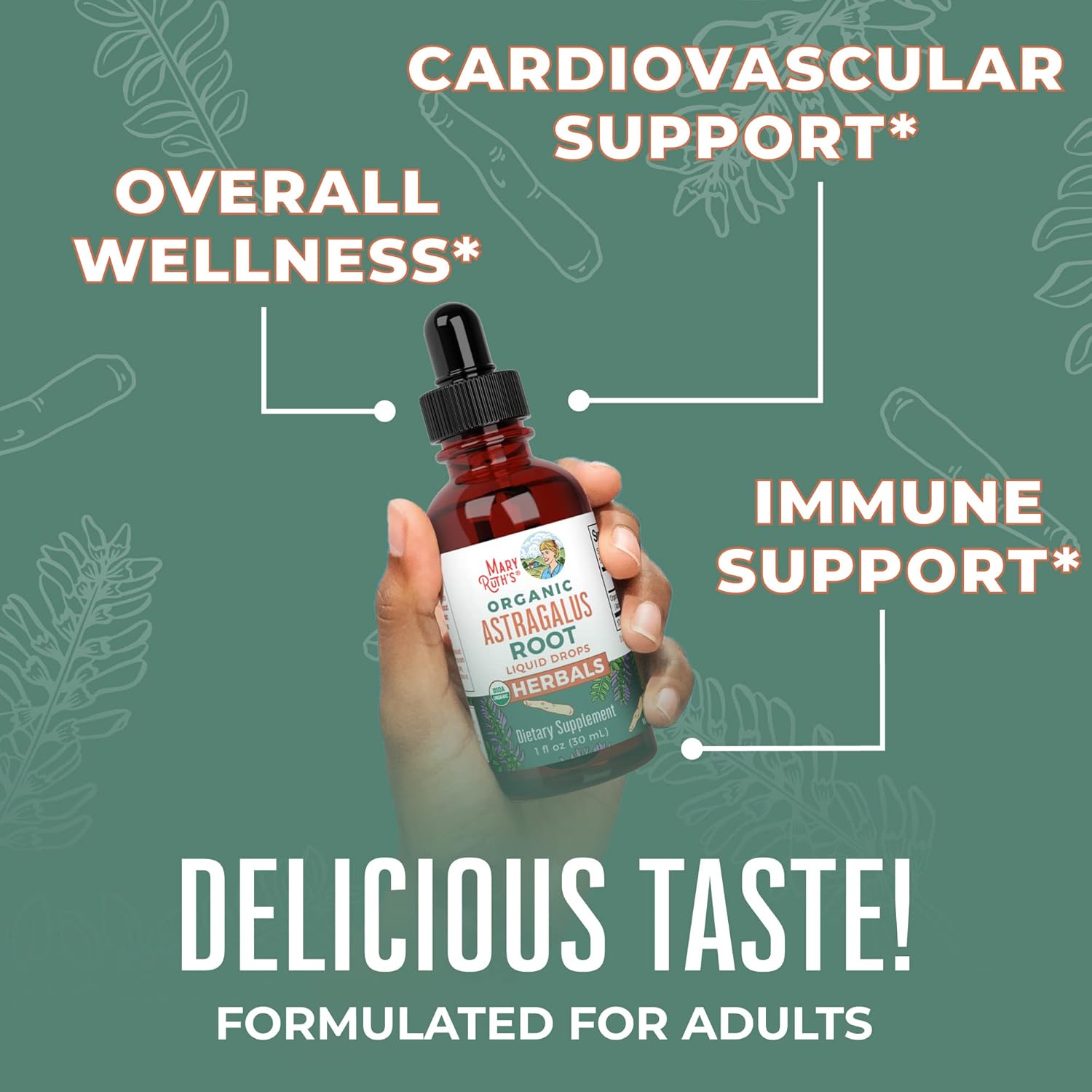 Organic Astragalus Root & Adults Adrenal Support Bundle - Immune, Focus, Cardiovascular, Ginkgo Biloba, Brain & Memory Drops