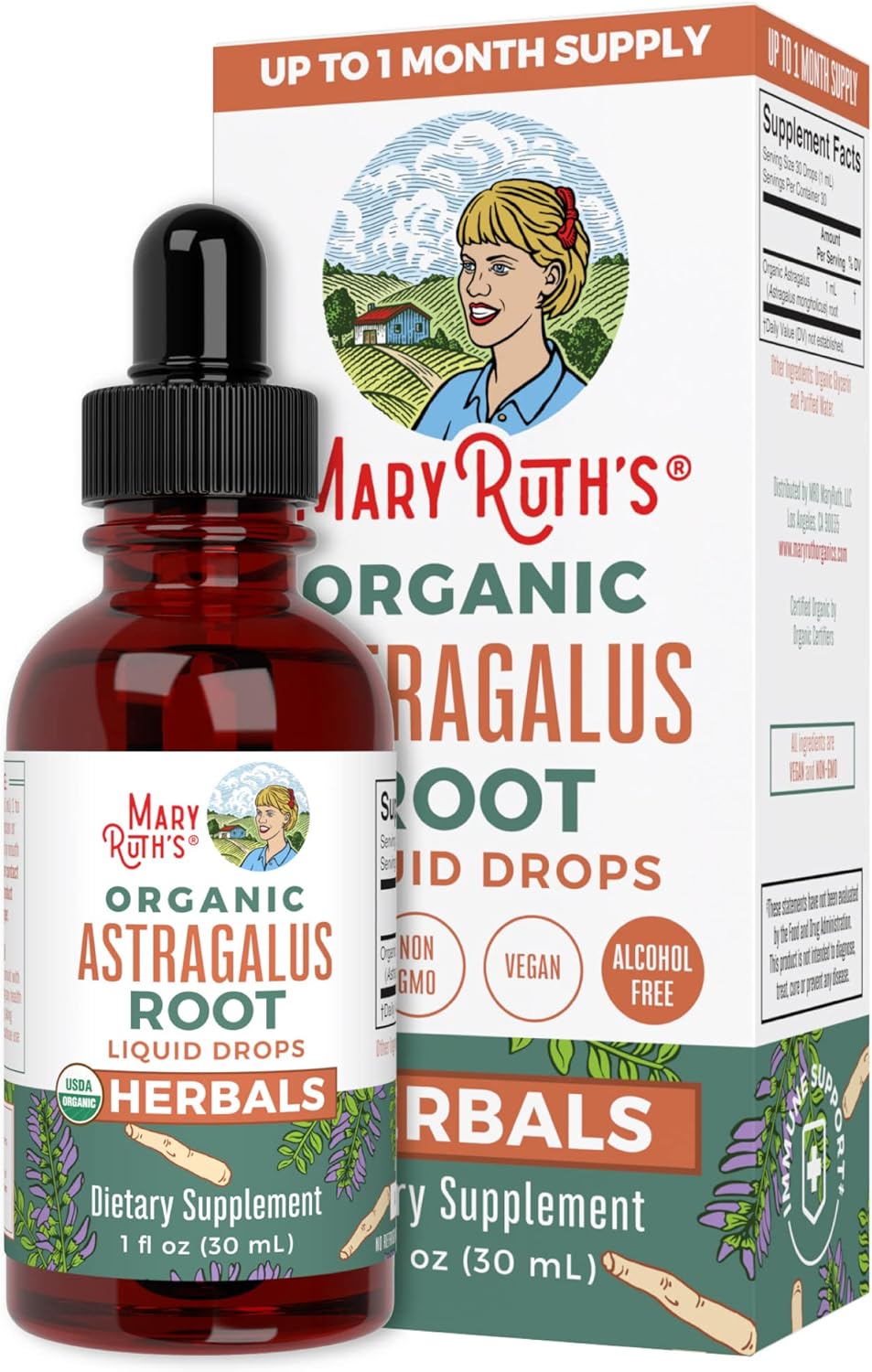 Organic Astragalus Root & Adults Adrenal Support Bundle - Immune, Focus, Cardiovascular, Ginkgo Biloba, Brain & Memory Drops