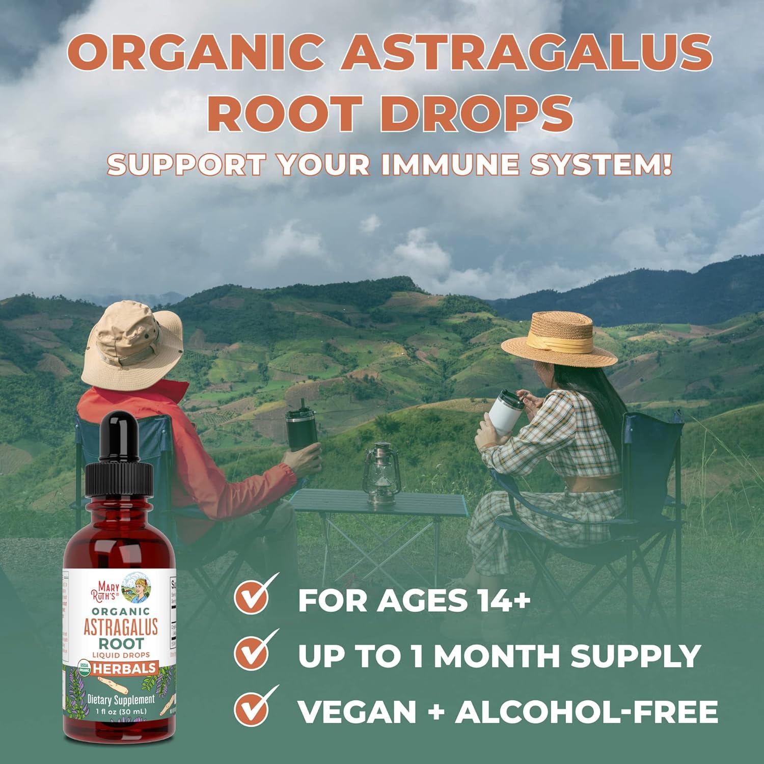 Organic Astragalus Root & Adults Adrenal Support Bundle - Immune, Focus, Cardiovascular, Ginkgo Biloba, Brain & Memory Drops