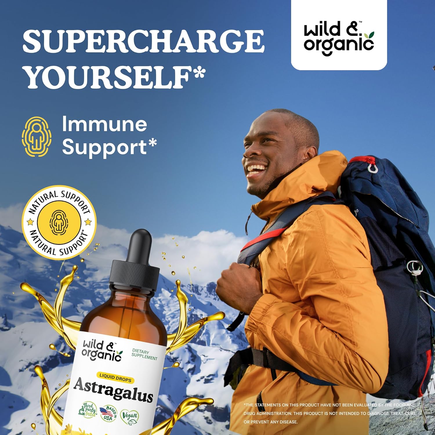 Organic Astragalus Root Extract Tincture - Immune Support Supplement for Vegan Immunity - Alcohol and Sugar-Free 4 fl oz Drops