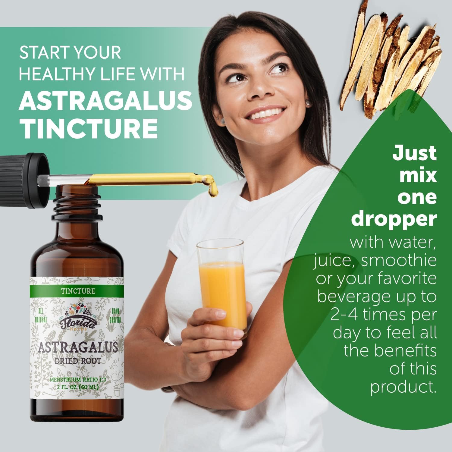 Organic Astragalus Tincture 700mg - Herbal Supplement in Organic Vegetable Glycerin - Non-GMO Extract - 2oz Bottle