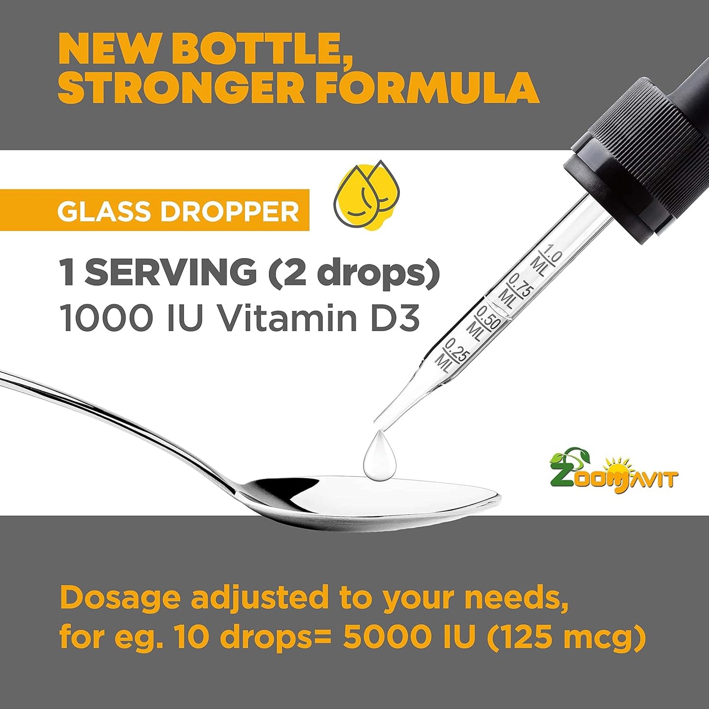 Organic Baby Vitamin D Drops - Liquid Vitamin D3 1000 IU 2Fl Oz for Infants, Toddlers, Kids, and Adults - High Absorption Formula