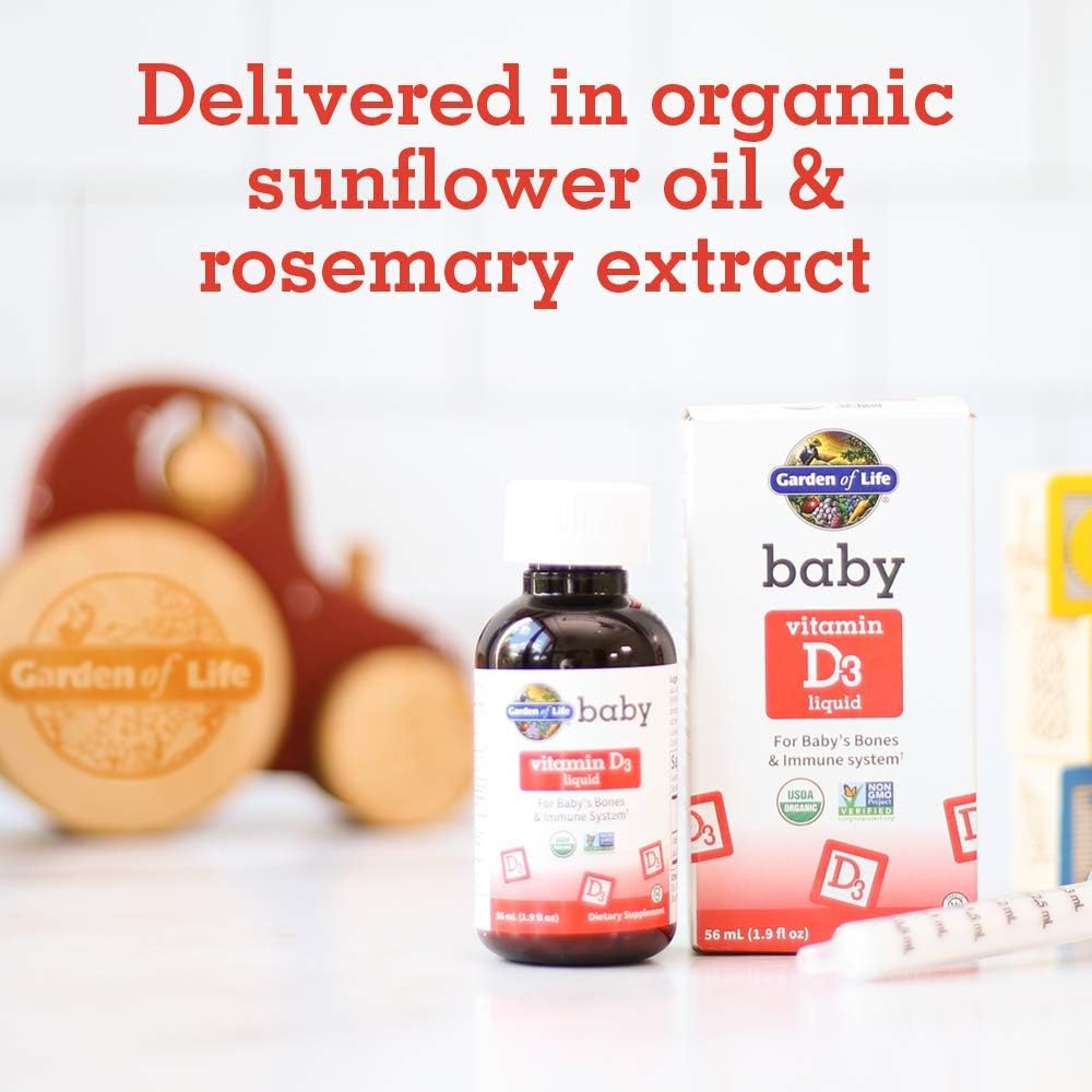 Organic Baby Vitamin D3 Liquid - 600 IU (15 mcg) for Bone & Immune Support - Gluten Free & Non-GMO - 56 mL - BoostGo Australia