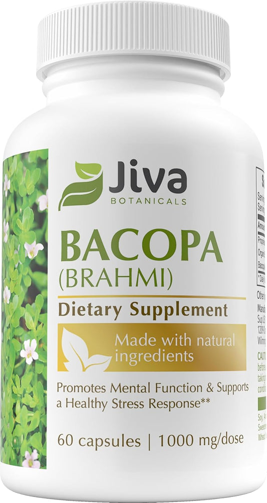 Organic Bacopa Monnieri Capsules - 300mg Bacopa Monnieri Extract - Brain Support Supplement for Focus, Energy, Memory, & Clarity - 60 Capsules