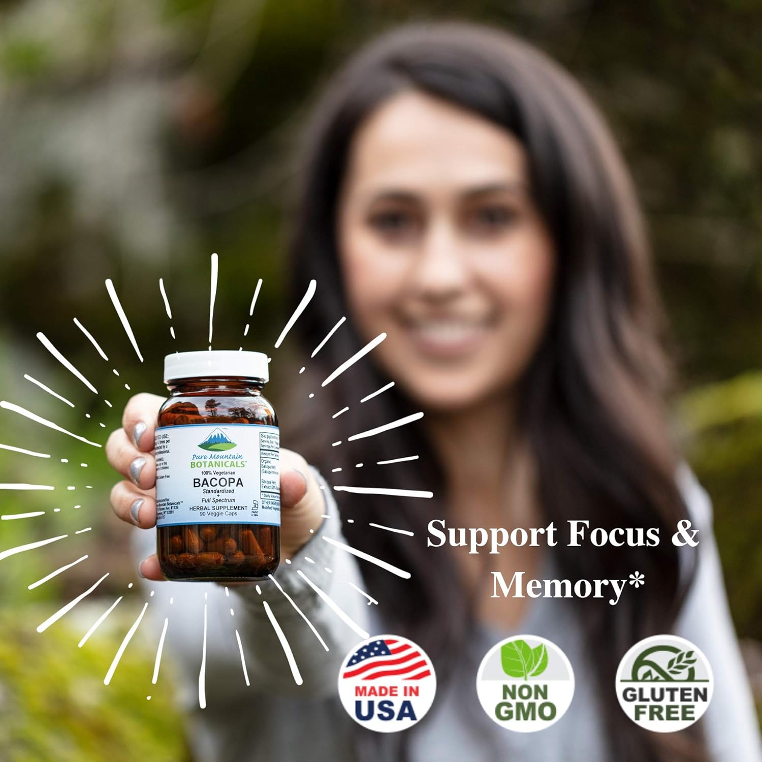 Organic Bacopa Monnieri Capsules - Vegan Supplement with Standardized Extract for Cognitive Support