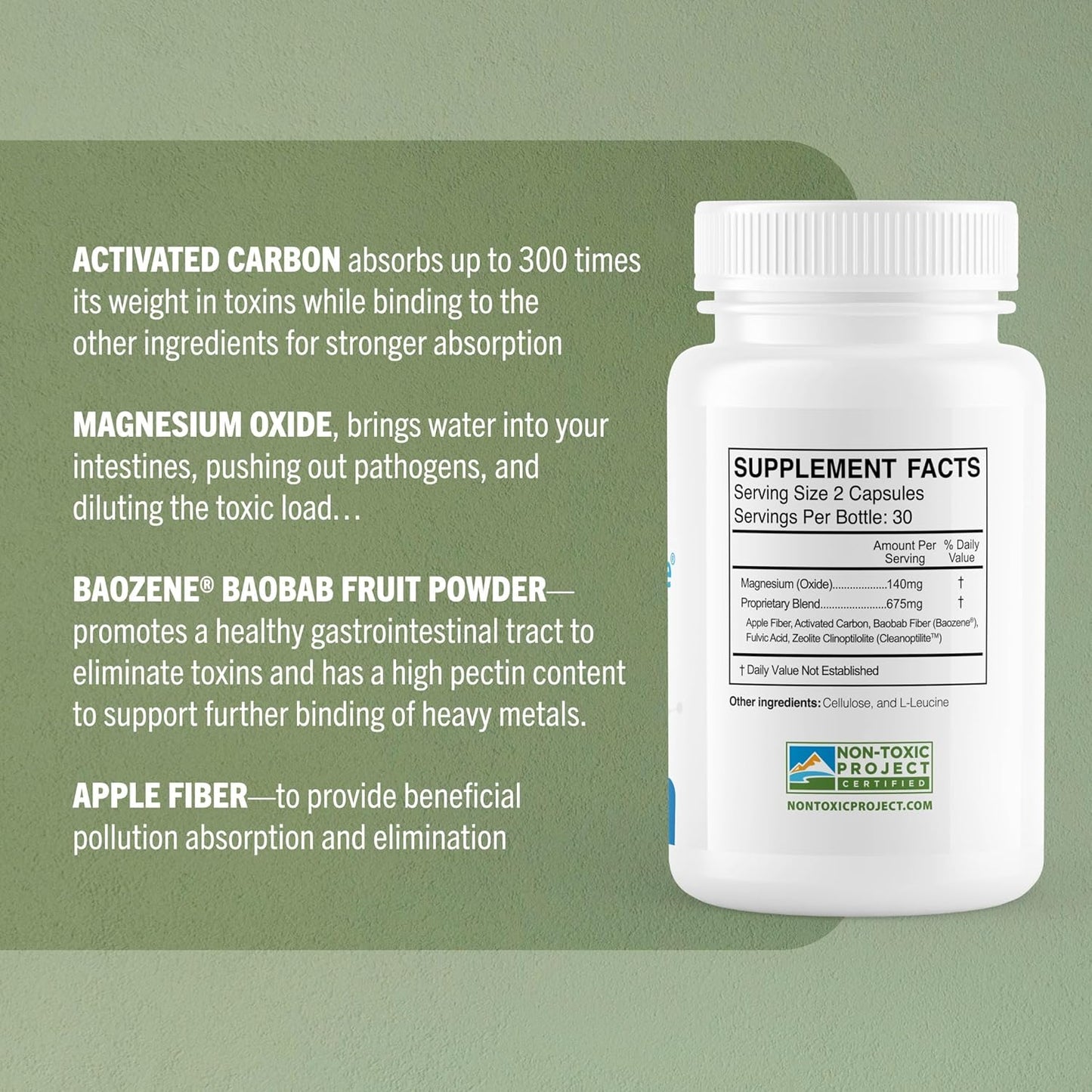 Organic Bamboo Activated Charcoal Capsules - Gut Detox & Binder - TrueCarbonCleanse™ - 60 Capsules - Vegan, Non GMO, Gluten & Soy Free