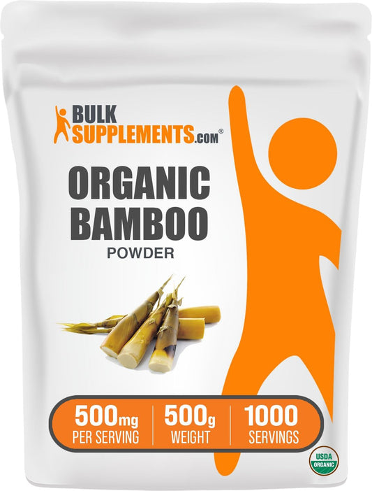 Organic Bamboo Powder Supplements - Gluten-Free Silica Supplement - 500mg per Serving - 500g (1.1 lbs) Pack of 1 - BoostGo Australia
