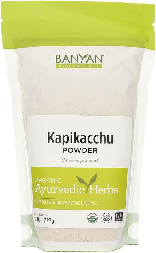 Organic Banyan Botanicals Kapikacchu Powder - 1/2 Pound - Natural L-dopa Source - Mucuna pruriens - USDA Certified