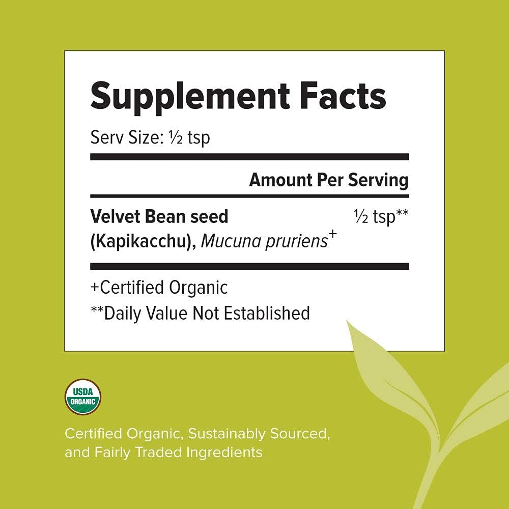 Organic Banyan Botanicals Kapikacchu Powder - 1/2 Pound - Natural L-dopa Source - Mucuna pruriens - USDA Certified