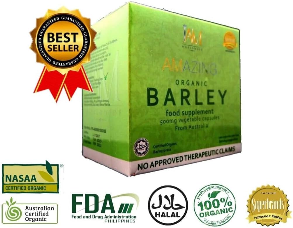 Organic Barley Capsules from Australia - 100 Capsules x 500 mg by IAM WORLDWIDE