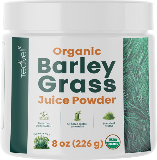 Organic Barley Grass Juice Powder - Detox Extract, Raw Utah Grown, Wheatgrass Complement - USA Made, Gluten-Free, Additive-Free - 8 oz