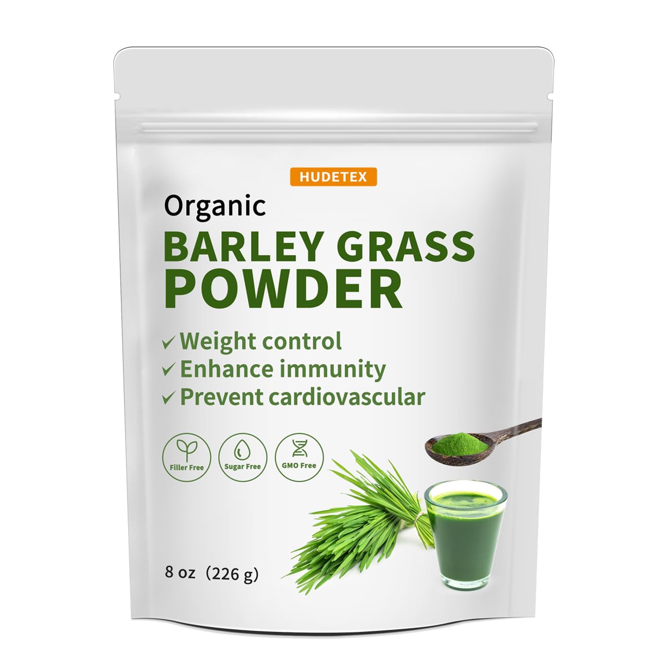 Organic Barley Grass Juice Powder - Pure & Vegan Wheatgrass Powder, Supports Cardiovascular & Liver Health, Rich in Vitamins & Minerals, 8 oz.
