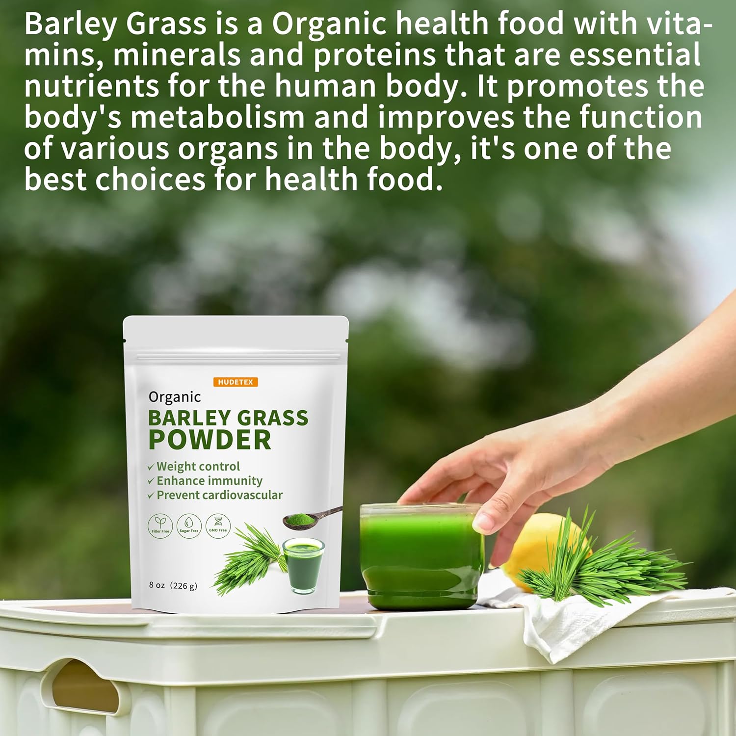 Organic Barley Grass Juice Powder - Pure & Vegan Wheatgrass Powder, Supports Cardiovascular & Liver Health, Rich in Vitamins & Minerals, 8 oz.