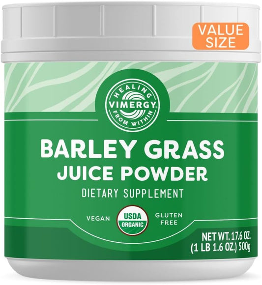 Organic Barley Grass Juice Powder - Superfood for Cardiovascular Health - Vegan & Gluten-Free - 500g Value Size by Vimergy - BoostGo Australia