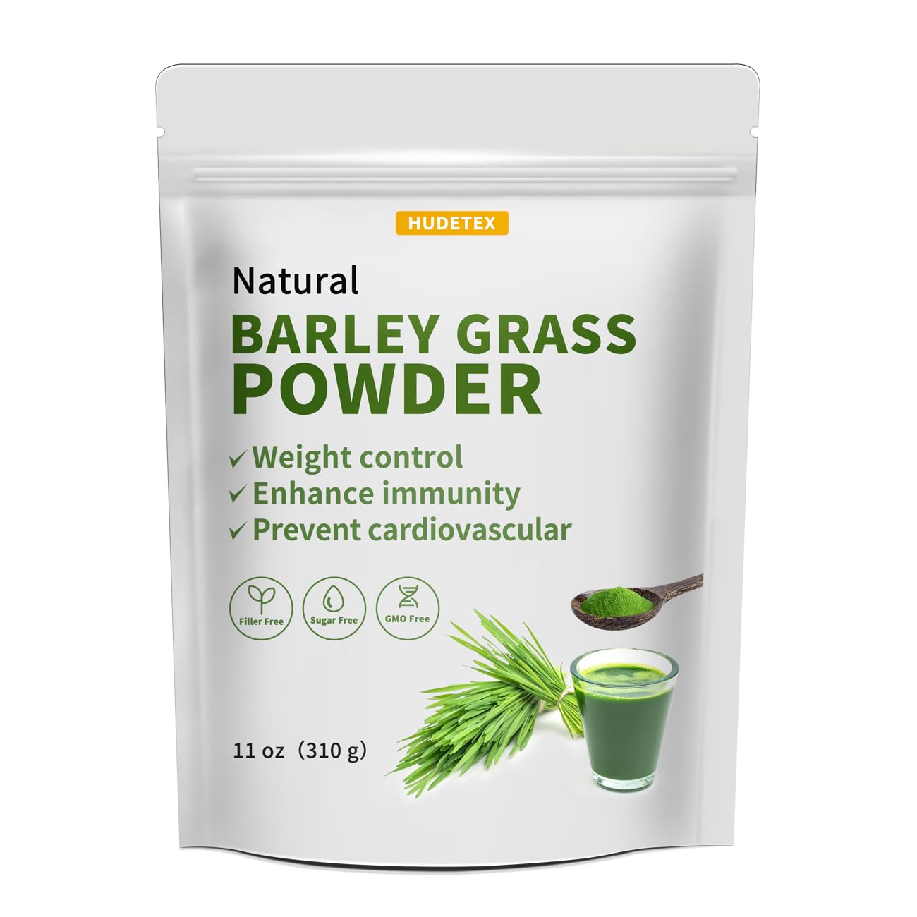 Organic Barley Grass Juice Powder 11 oz - Pure Wheatgrass Powder, Vegan, No Maltodextrin or Sugar - Hudetex