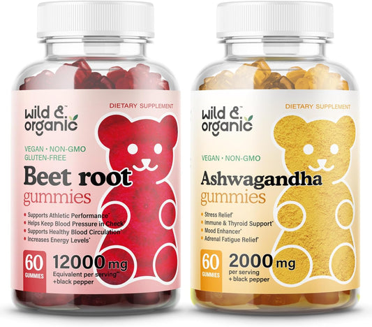 Organic Beet Root and Ashwagandha Gummies: Wildcrafted and Natural Formula