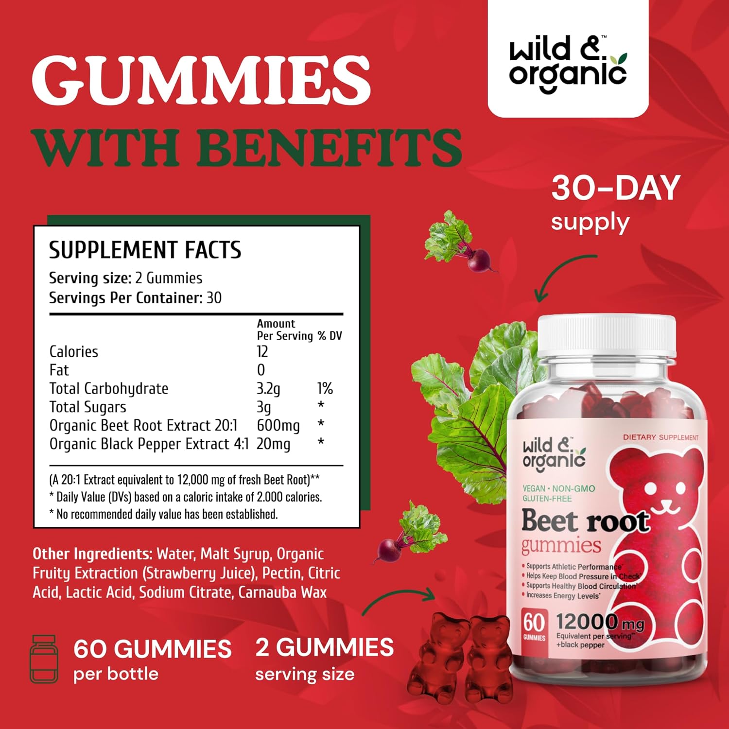 Organic Beet Root and Ashwagandha Gummies: Wildcrafted and Natural Formula