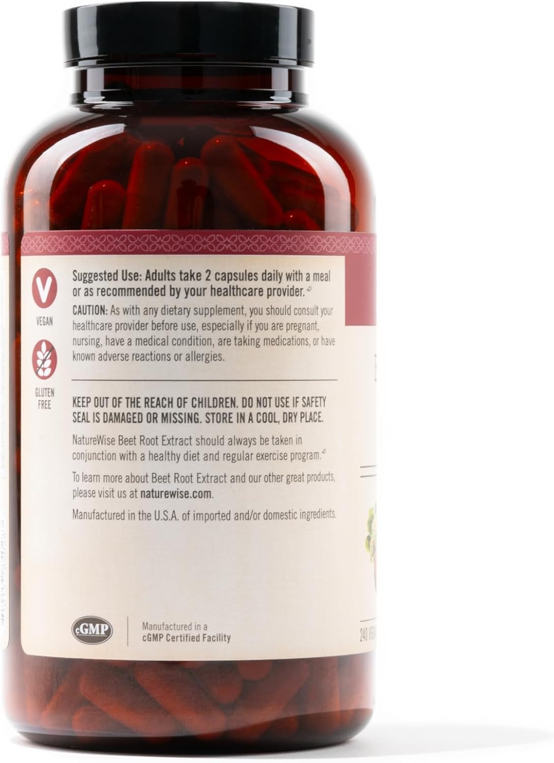 Organic Beet Root Capsules 1300mg - Nitric Oxide Booster for Circulation & Heart Health - Vegan, Gluten-Free, Non-GMO - 240 Capsules