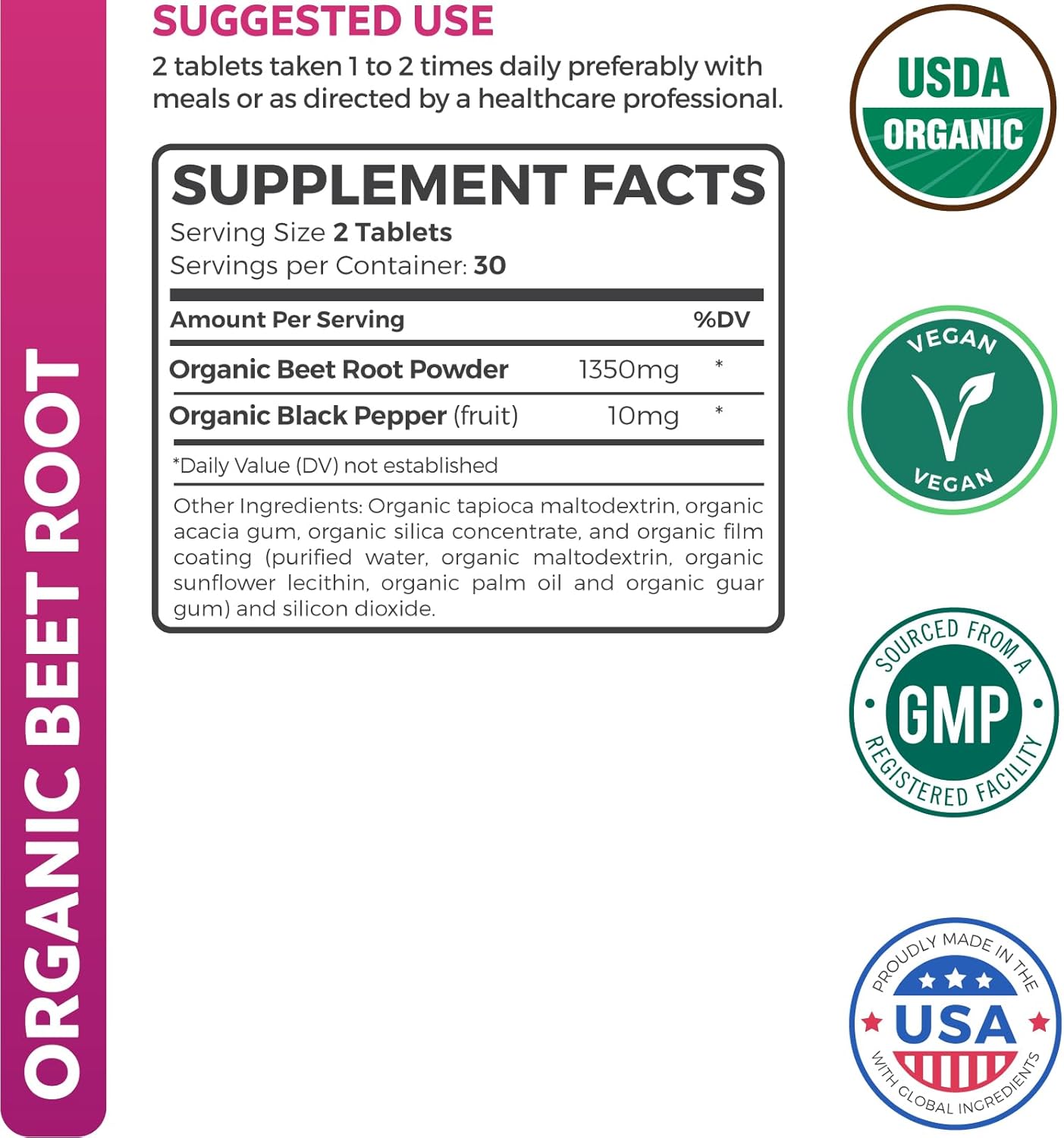 Organic Beet Root & Green Tea Extract Detox Bundle - 1-Month Supply, 1250mg Beet Root Tablets with Black Pepper & 1000mg Green Tea Capsules with EGCG