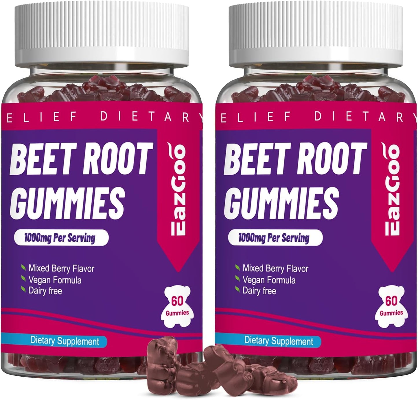 Organic Beet Root Gummies with Grape Seed Extract - 120 Count, Vegan & Non-GMO Beet Root Soft Chews with Powder