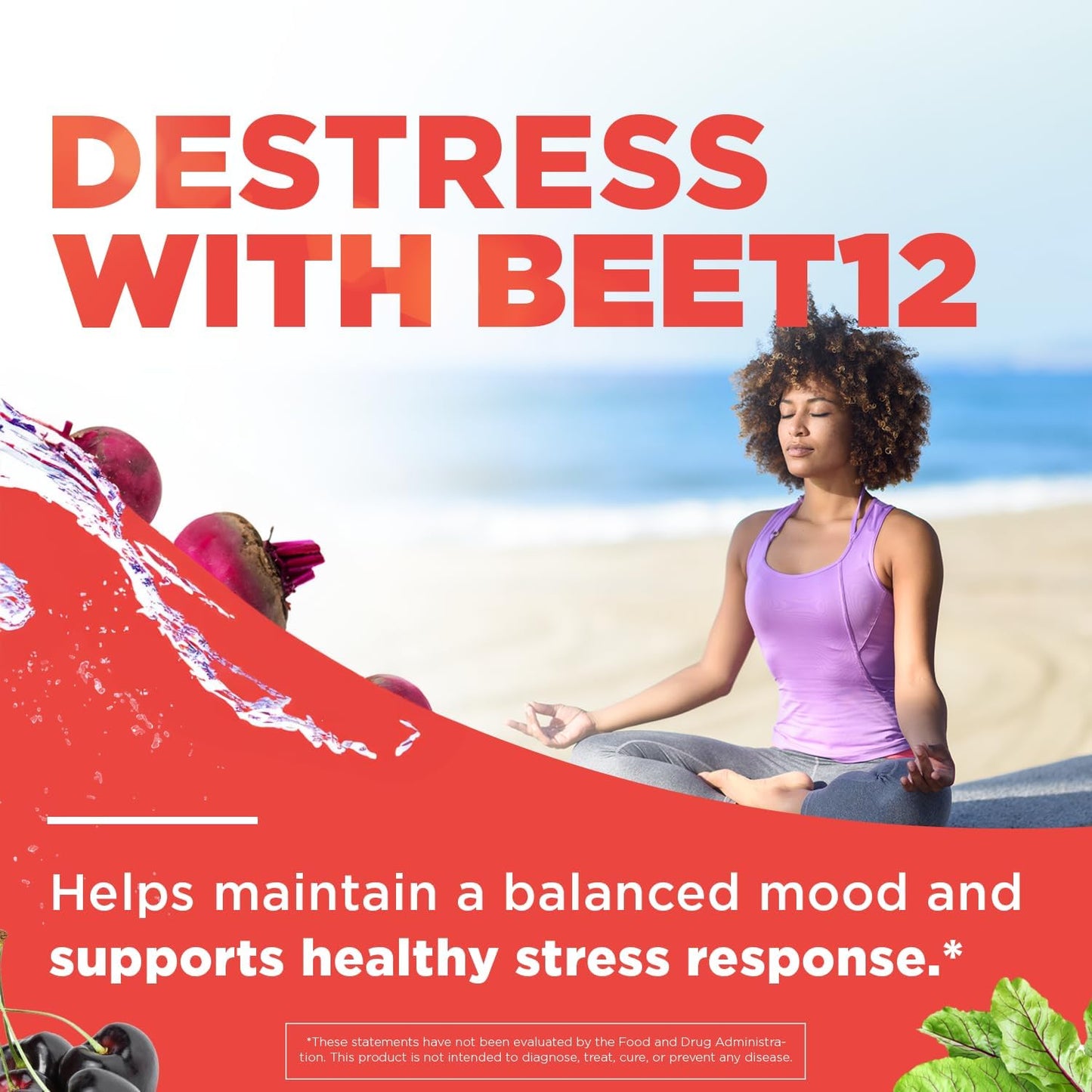 Organic Beet12 Powder with Vitamin B12 and Nitric Oxide Booster - Natural Energy Support with Black Cherry Flavor, 30 Servings