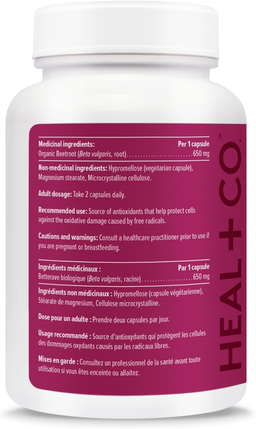 Organic Beetroot Capsules 650mg - High-Potency Superfood Supplement - Vegan, Non-GMO, Gluten-Free - 120 Vegetable Capsules