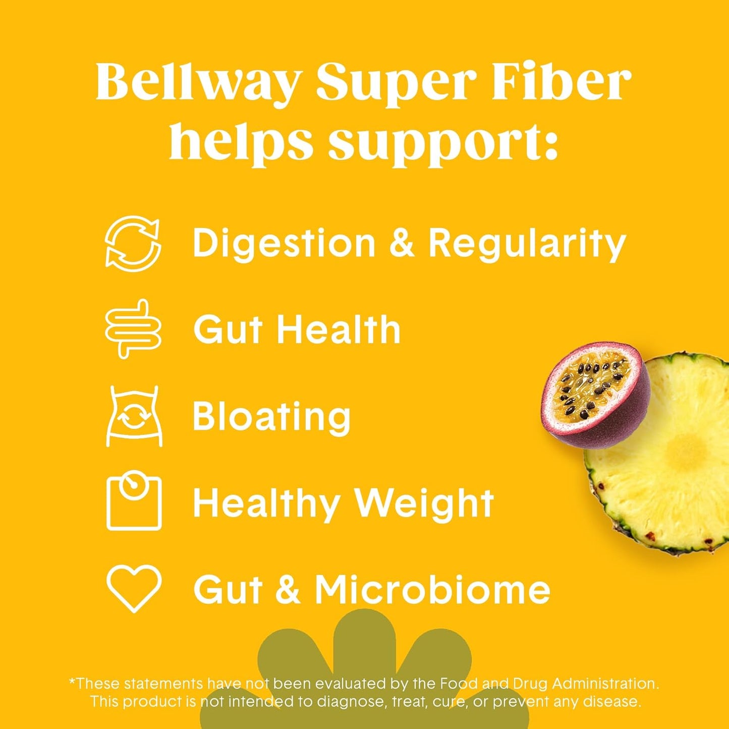 Organic Bellway Super Fiber Powder with Fruit (3 Pack) - Sugar Free Psyllium Husk Supplement for Regularity, Bloating Relief & Gut Health - Pineapple Passion Fruit Flavor - Plant-Based - 150 Servings