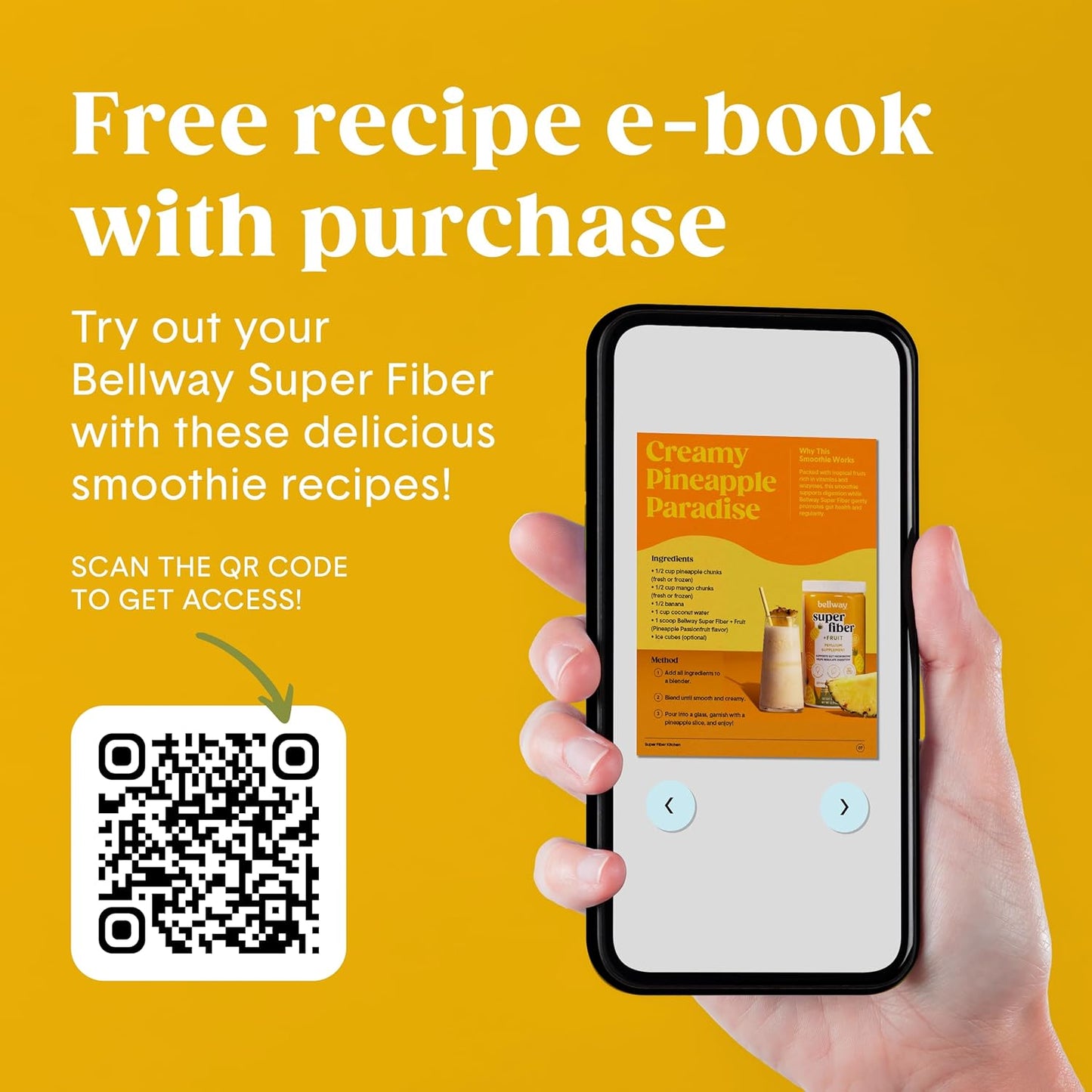 Organic Bellway Super Fiber Powder with Fruit (3 Pack) - Sugar Free Psyllium Husk Supplement for Regularity, Bloating Relief & Gut Health - Pineapple Passion Fruit Flavor - Plant-Based - 150 Servings