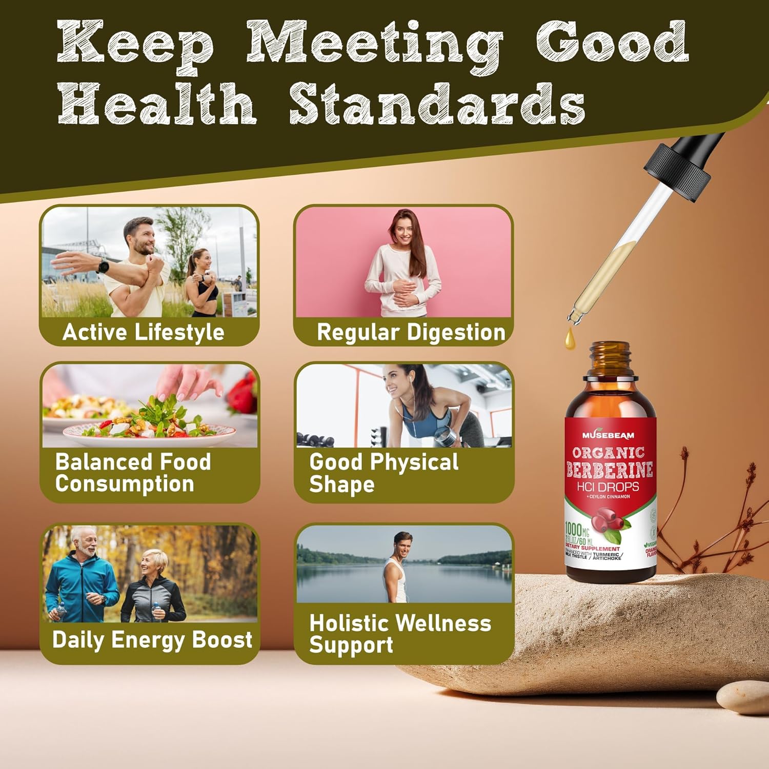 Organic Berberine HCl Liquid Drops with Ceylon Cinnamon Turmeric Milk Thistle Artichoke - High Bioavailability Supplement for Men and Women - Vegan, Sugar Free, Gluten Free - 1000mg - 2fl. oz