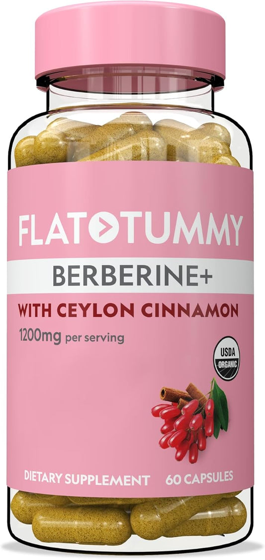 Organic Berberine Plus Supplement with Ceylon Cinnamon - 1200mg Per Serving, Post GLP-1 Support - 60 Capsules