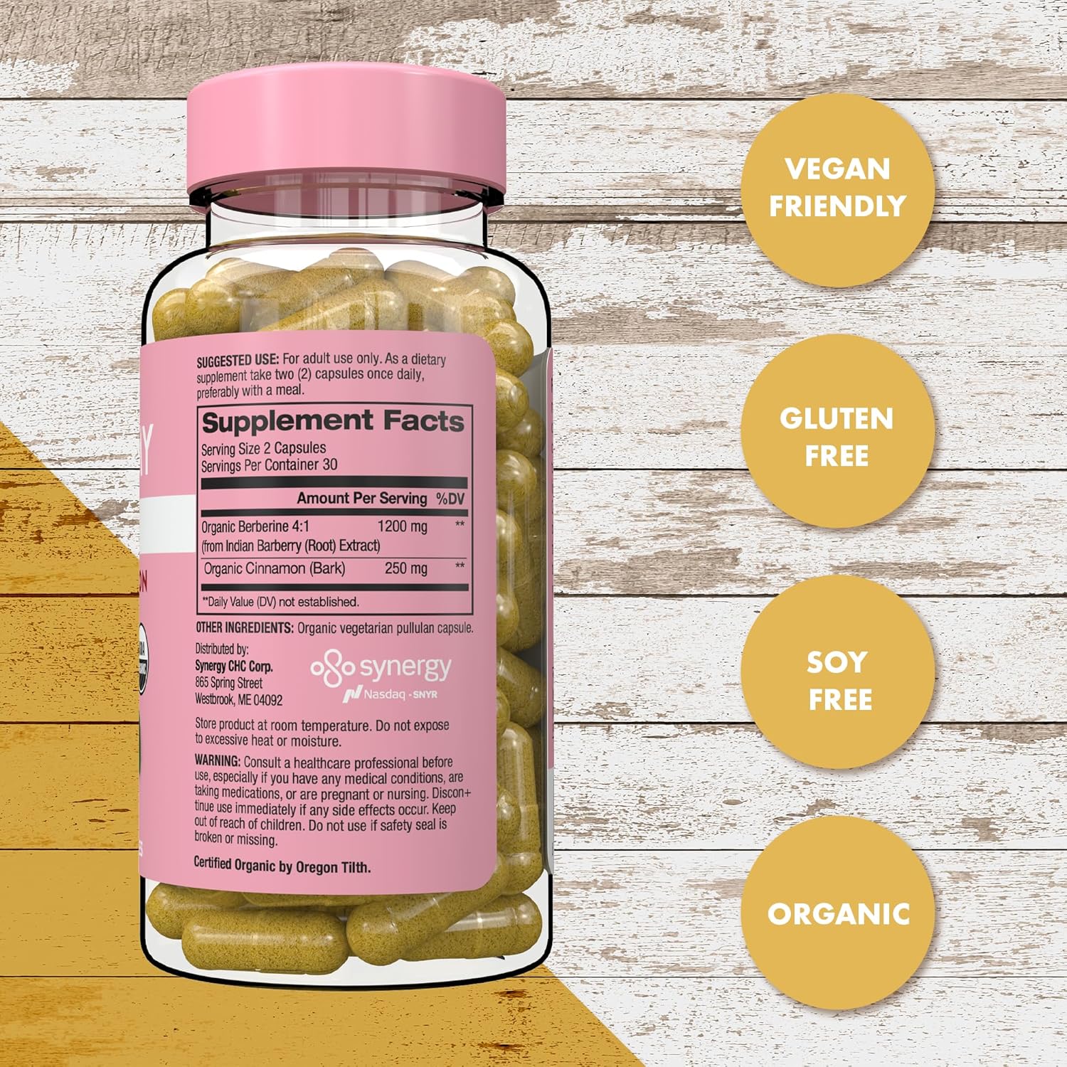 Organic Berberine Plus Supplement with Ceylon Cinnamon - 1200mg Per Serving, Post GLP-1 Support - 60 Capsules