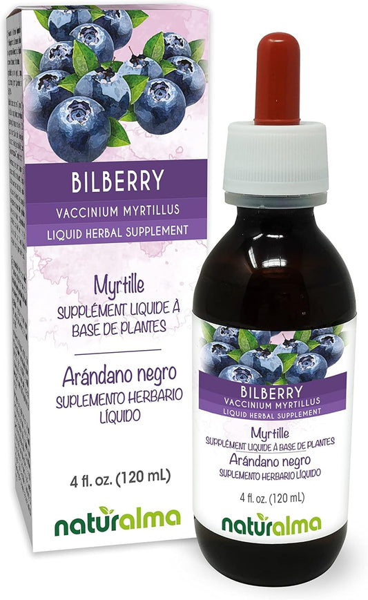 Organic Bilberry Fruit Alcohol-Free Tincture - 4 fl oz Liquid Extract Drops - Herbal Supplement - Vegan Friendly