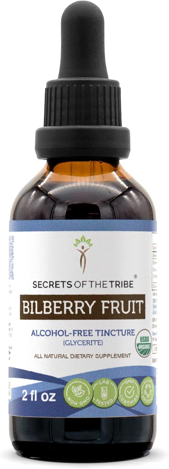 Organic Bilberry Fruit Extract Drops | Alcohol-Free & High-Potency Herbal Supplement | Supports Vision Health | 2 oz