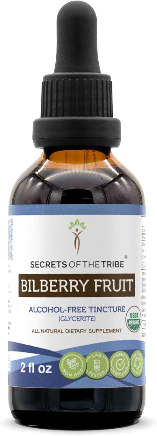 Organic Bilberry Fruit Extract Drops | Alcohol-Free & High-Potency Herbal Supplement | Supports Vision Health | 2 oz