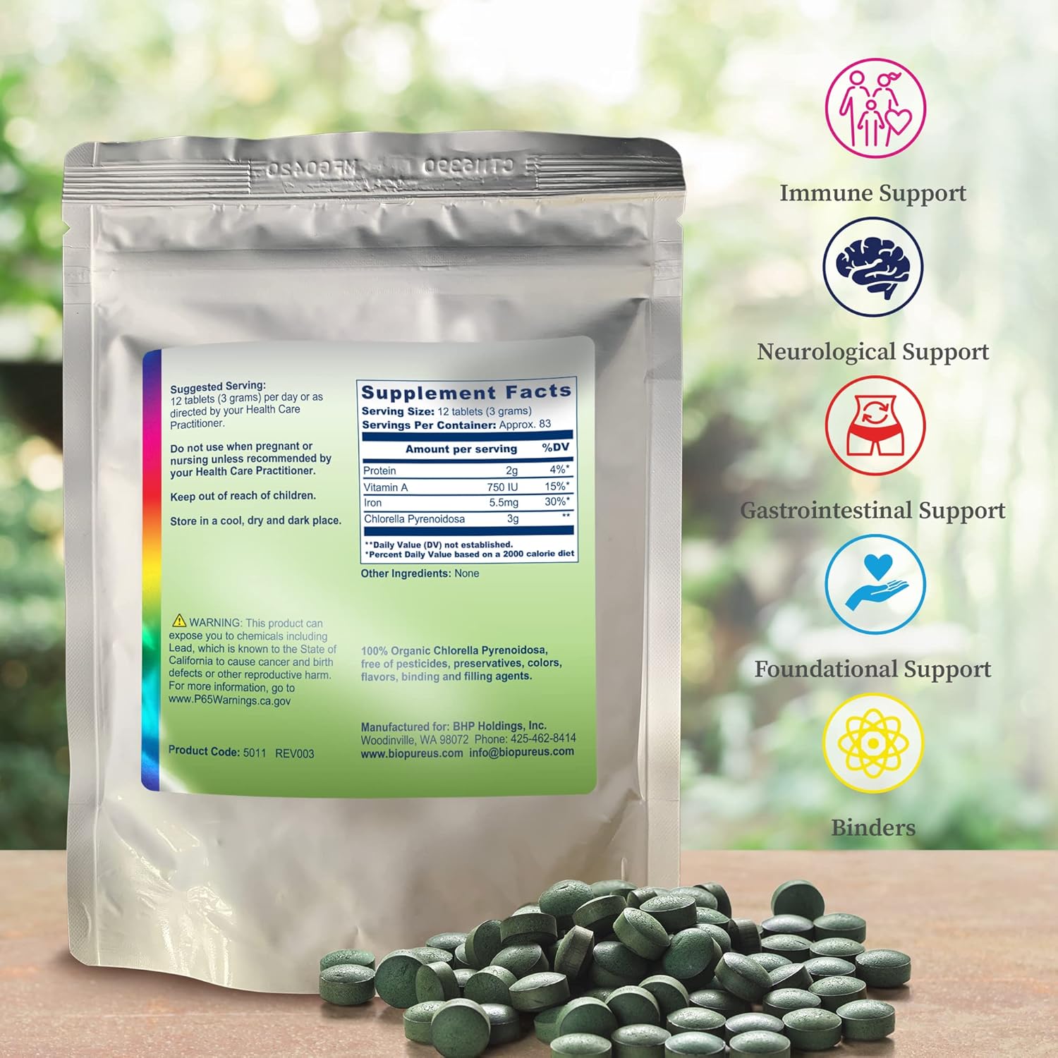 Organic BioPure Chlorella Pyrenoidosa Tablets - Nutrient-Rich Superfood for Metabolism, Detox & Immunity - 1000 Tablets - BoostGo Australia