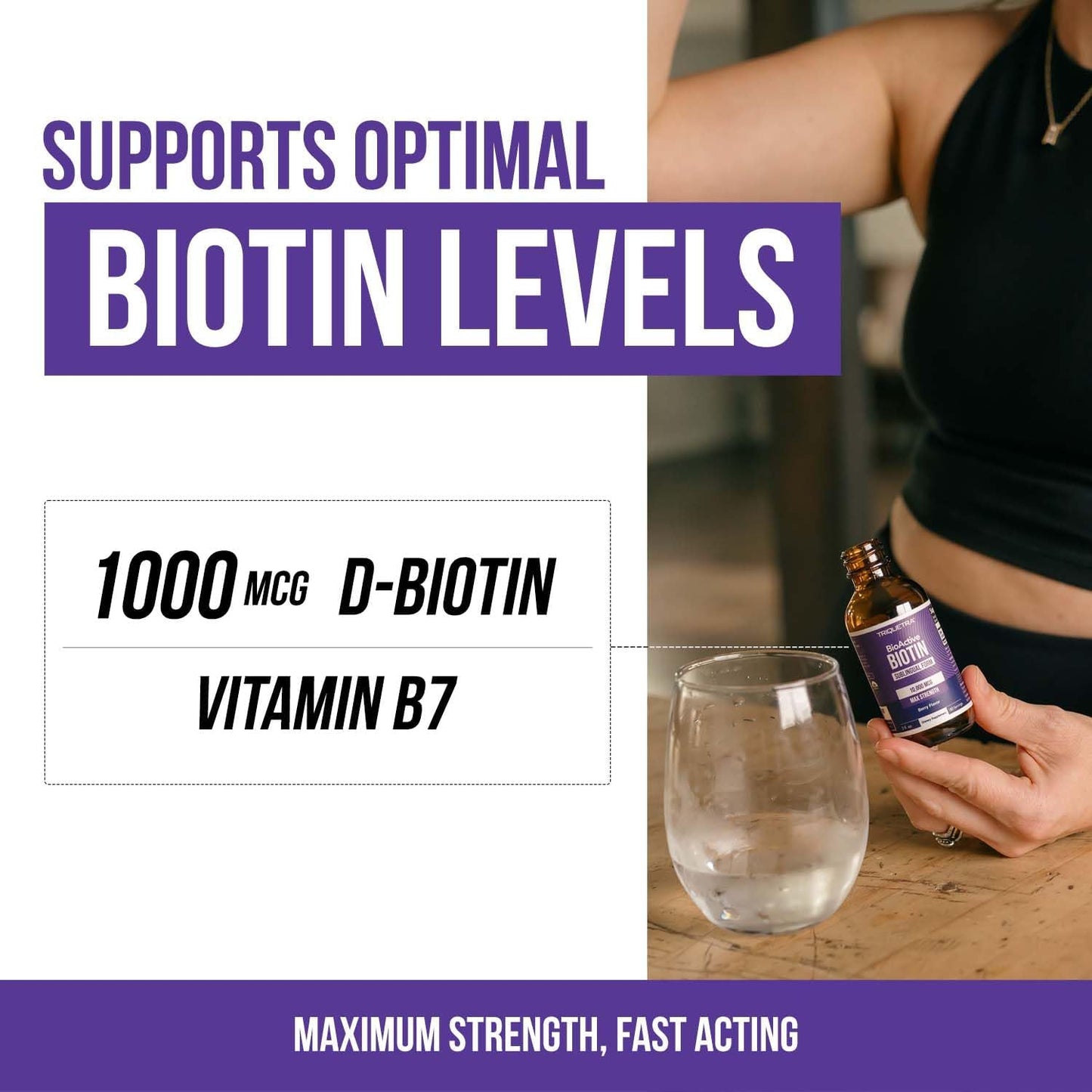 Organic Biotin 10000mcg Liquid Supplement for Hair Growth - Berry Flavor - 180 Servings - Enhanced Absorption - USP Grade - Women's Hair Skin & Nails Vitamins