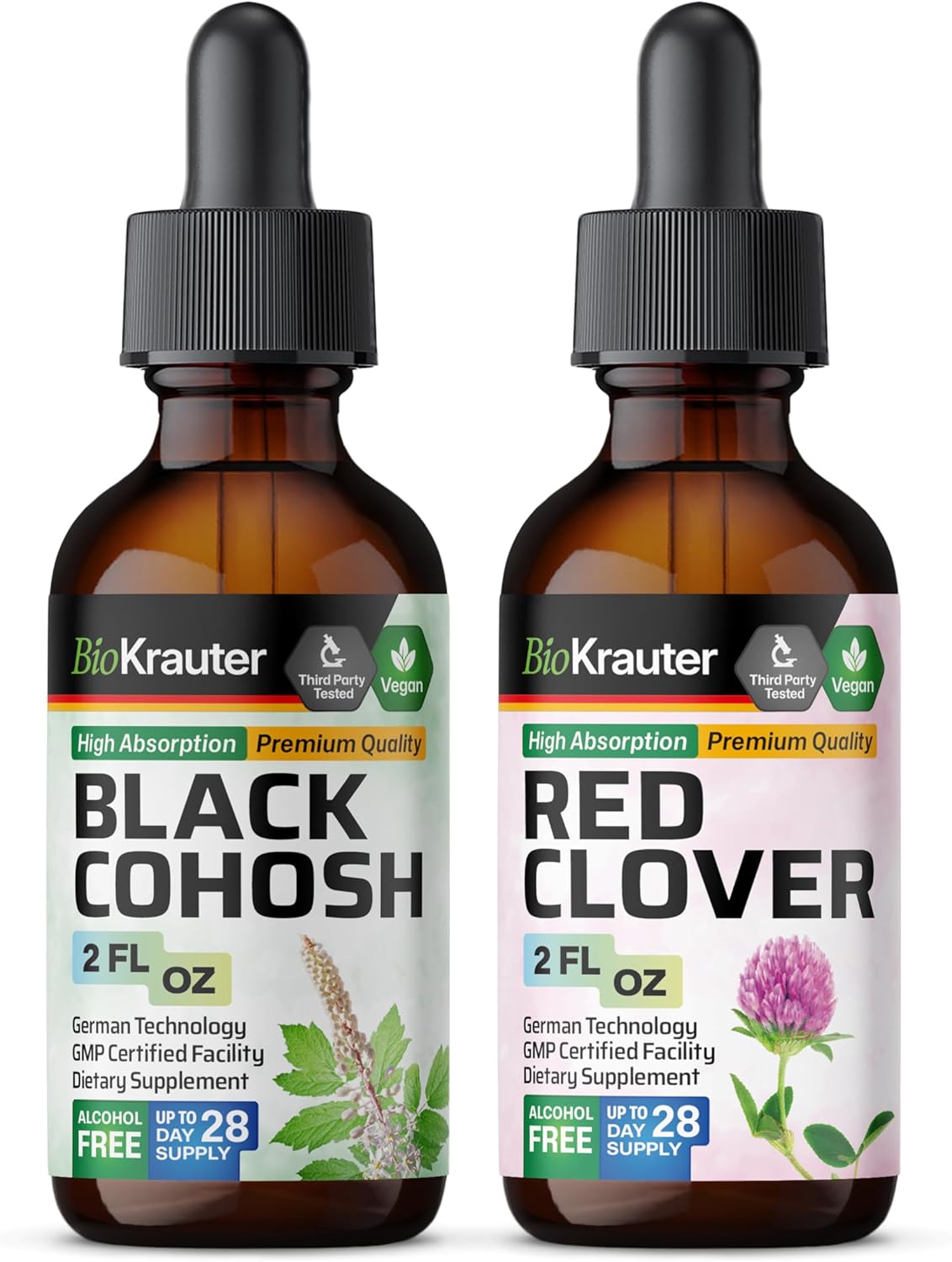 Organic Black Cohosh and Red Clover Tincture Combo Pack - 2 Fl. Oz. Each